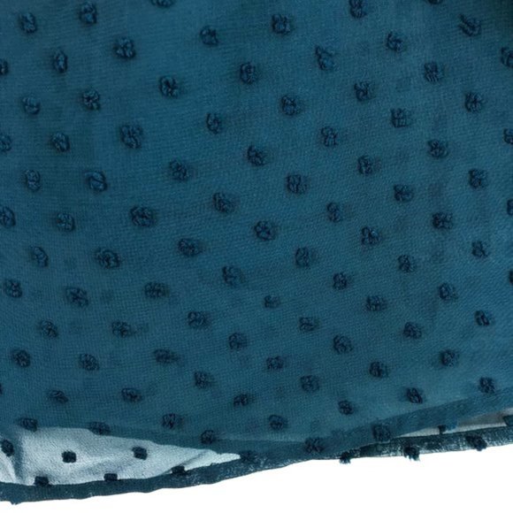 New Style & Co Velvet Eyelet Embroidered Swiss Dot Sheer Top Teal Size Medium - Picture 7 of 16